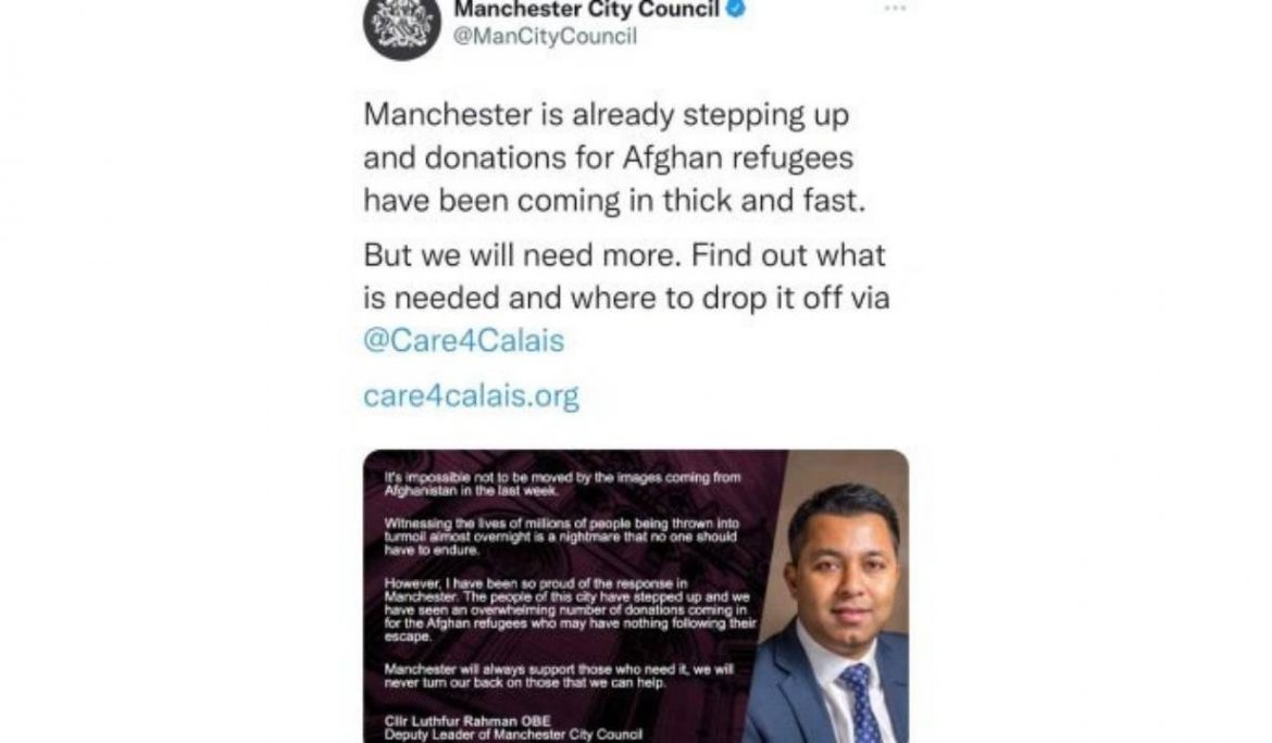Manchester stepping up donations to help Afghan refugees